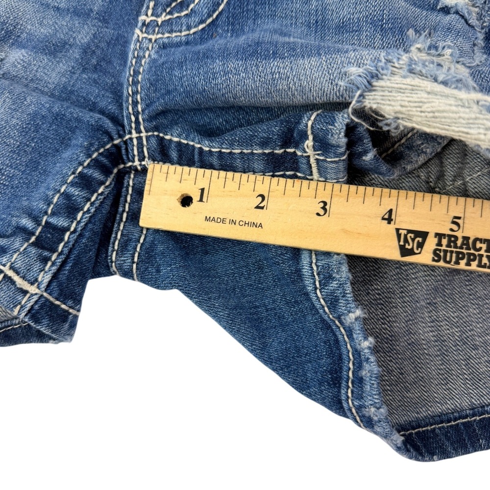 Miss Me Jean Shorts Womens 27 Blue Excellent Distressed Sequin Curvy Mid Rise - Picture 6 of 9